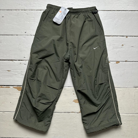 Nike Swoosh Vintage Shell Track Pant Shorts Green and Cream