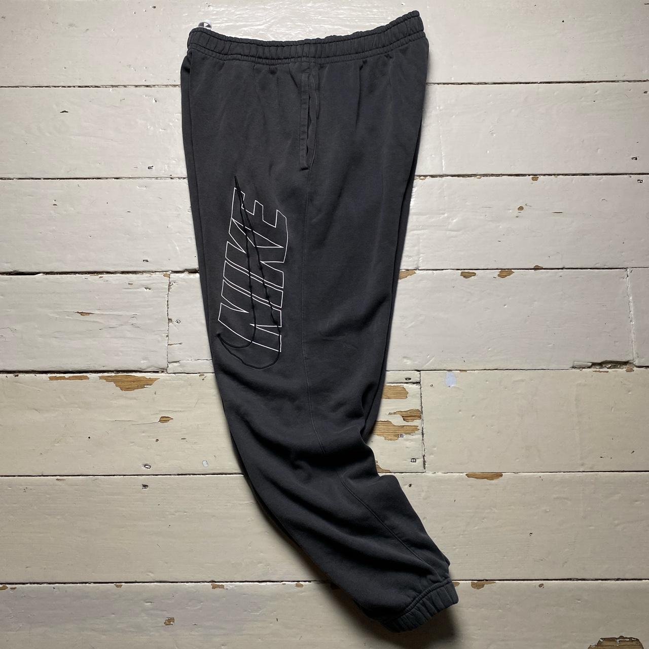 Nike Club Big Swoosh Spellout Joggers Grey Black and White
