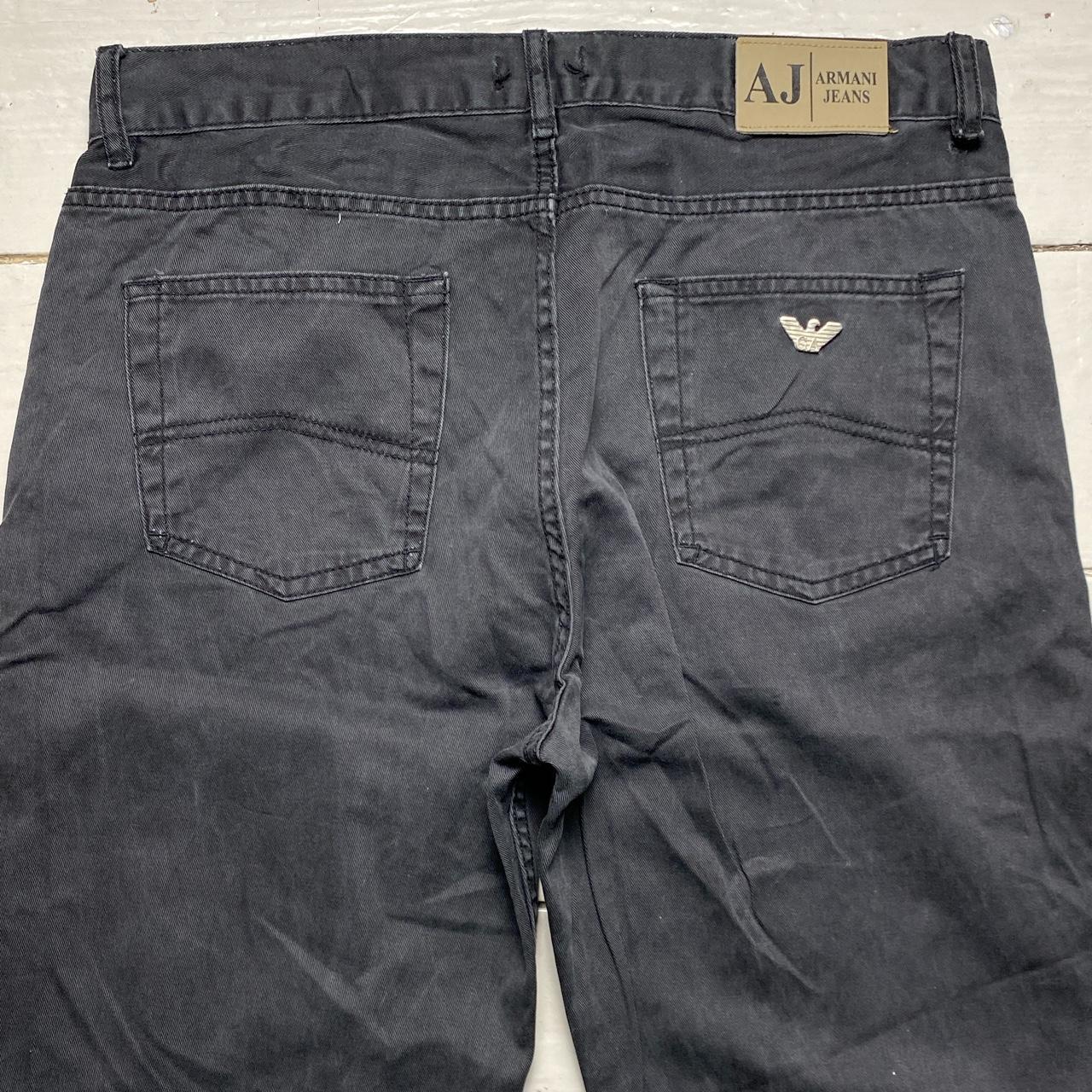 Armani Vintage Baggy Black and Silver Jean Trousers