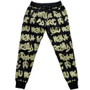 B Side London Graffiti Black and Green All Over Print Joggers (M)