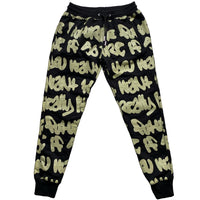 B Side London Graffiti Black and Green All Over Print Joggers (M)