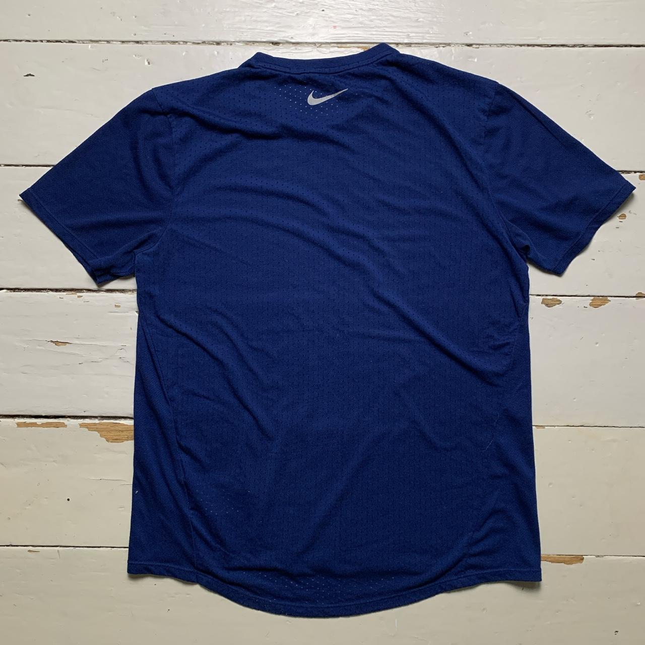 Nike Miler Running T Shirt Navy and Silver