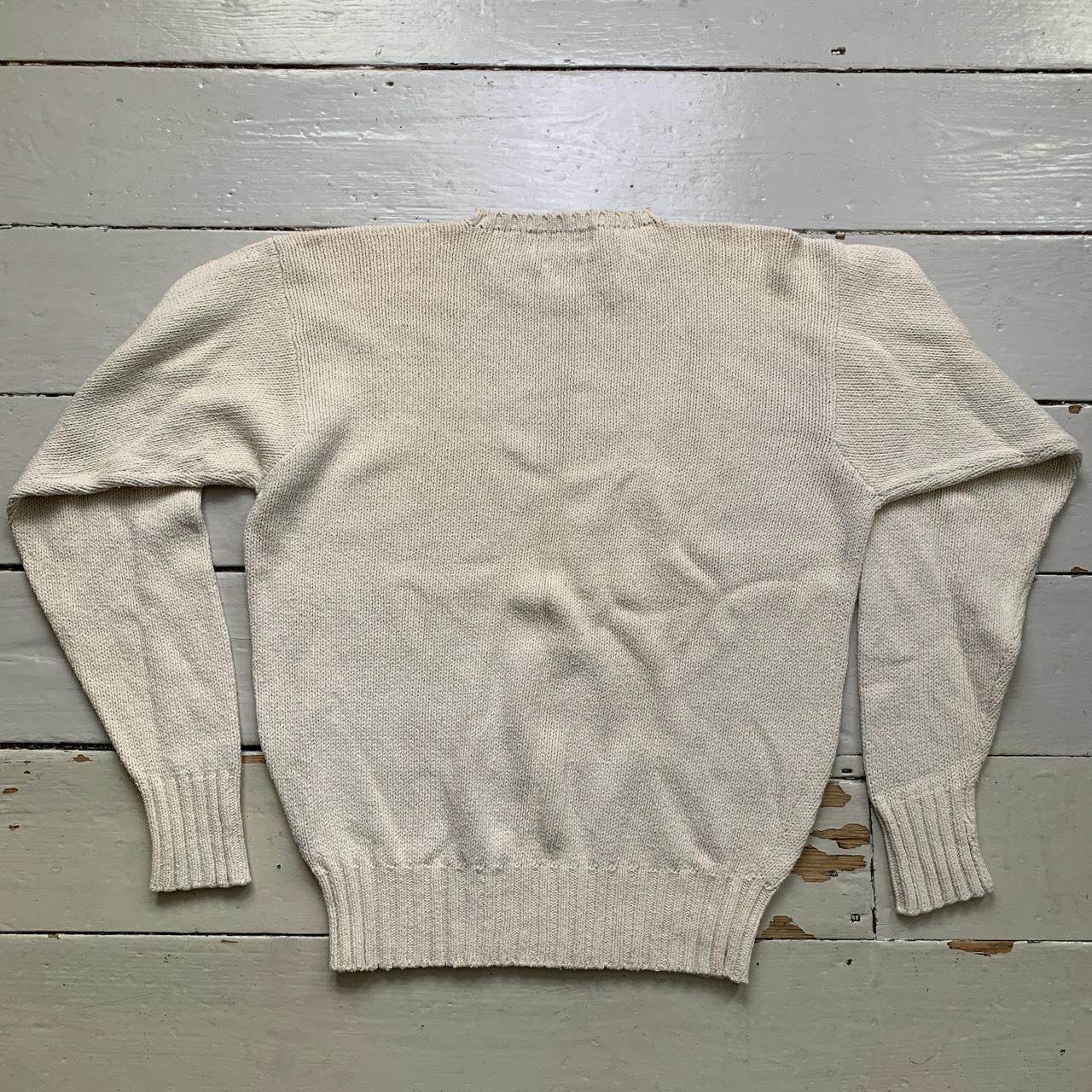 Ralph Lauren Polo Cream and Navy Pony Knitted Jumper