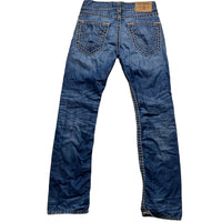True Religion Navy and Cream Big Stitch Super T Baggy Jeans (30W)