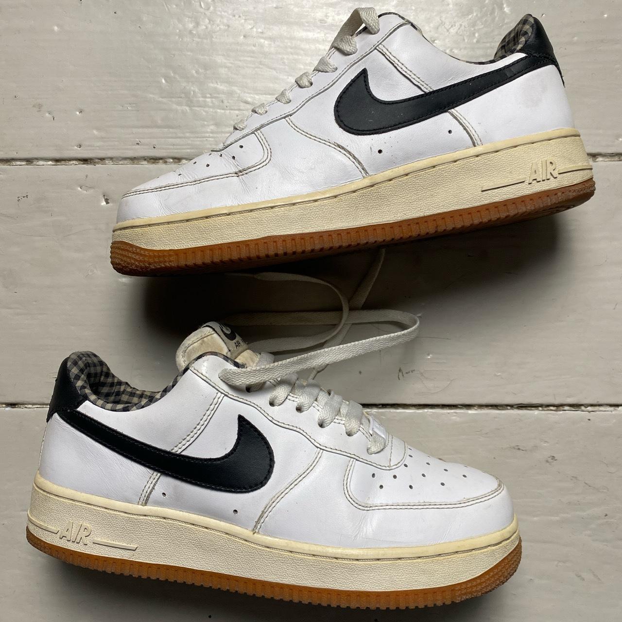 Nike Air Force 1 White and Black Gum Sole Checkered Interior