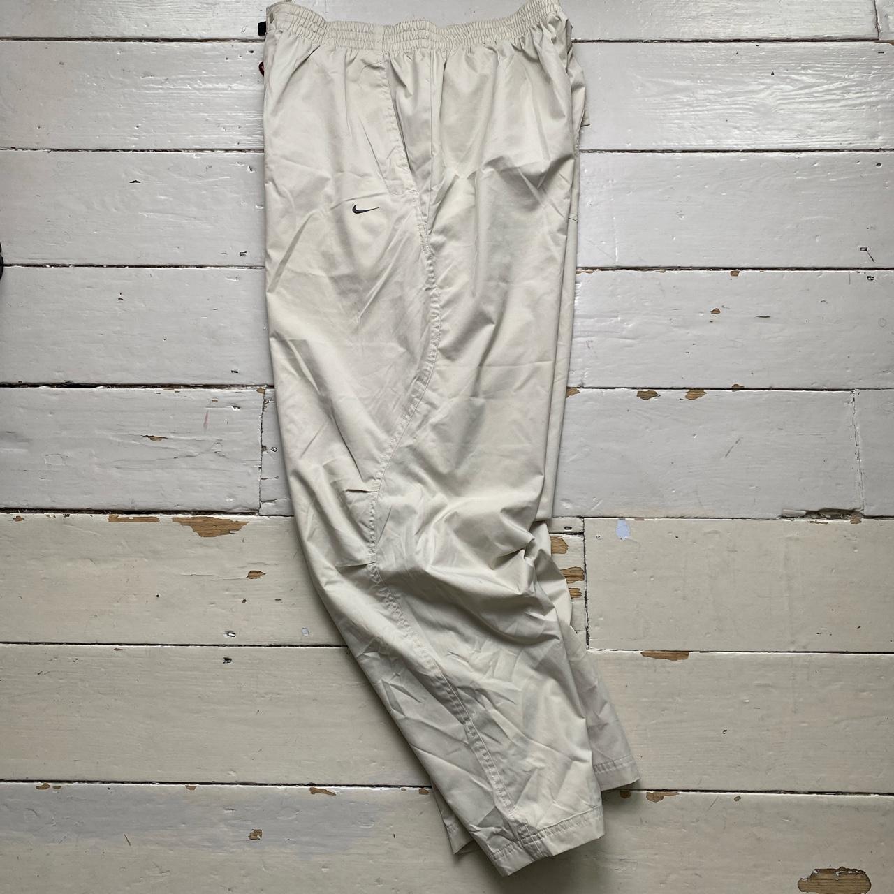 Nike Swoosh Vintage Baggy Track Pant Shell Bottoms Cream and Grey