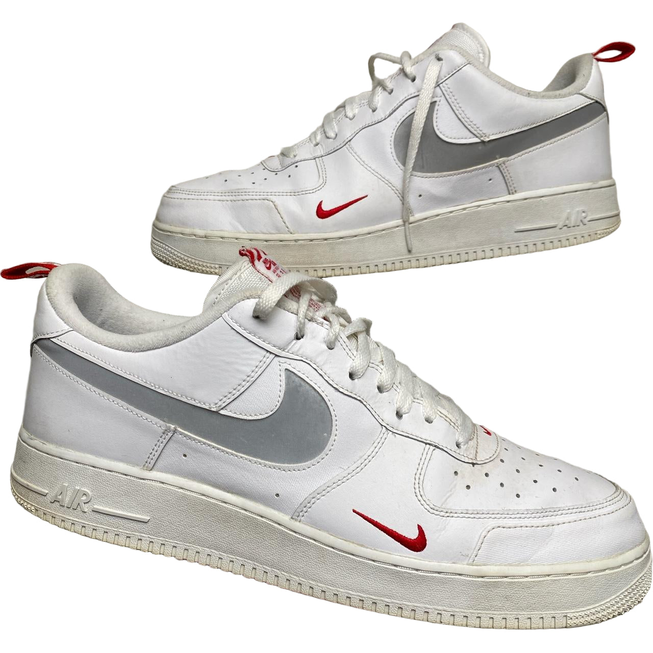 Nike Air Force 1 White and Red Pull Tab (UK 14)