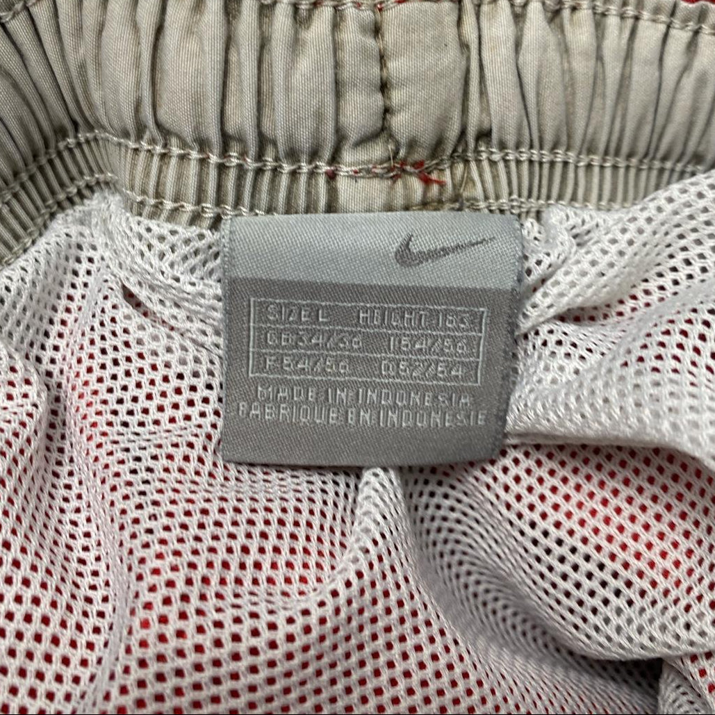 Nike Vintage Swoosh Red and White Shell Track Pant Shorts (L)