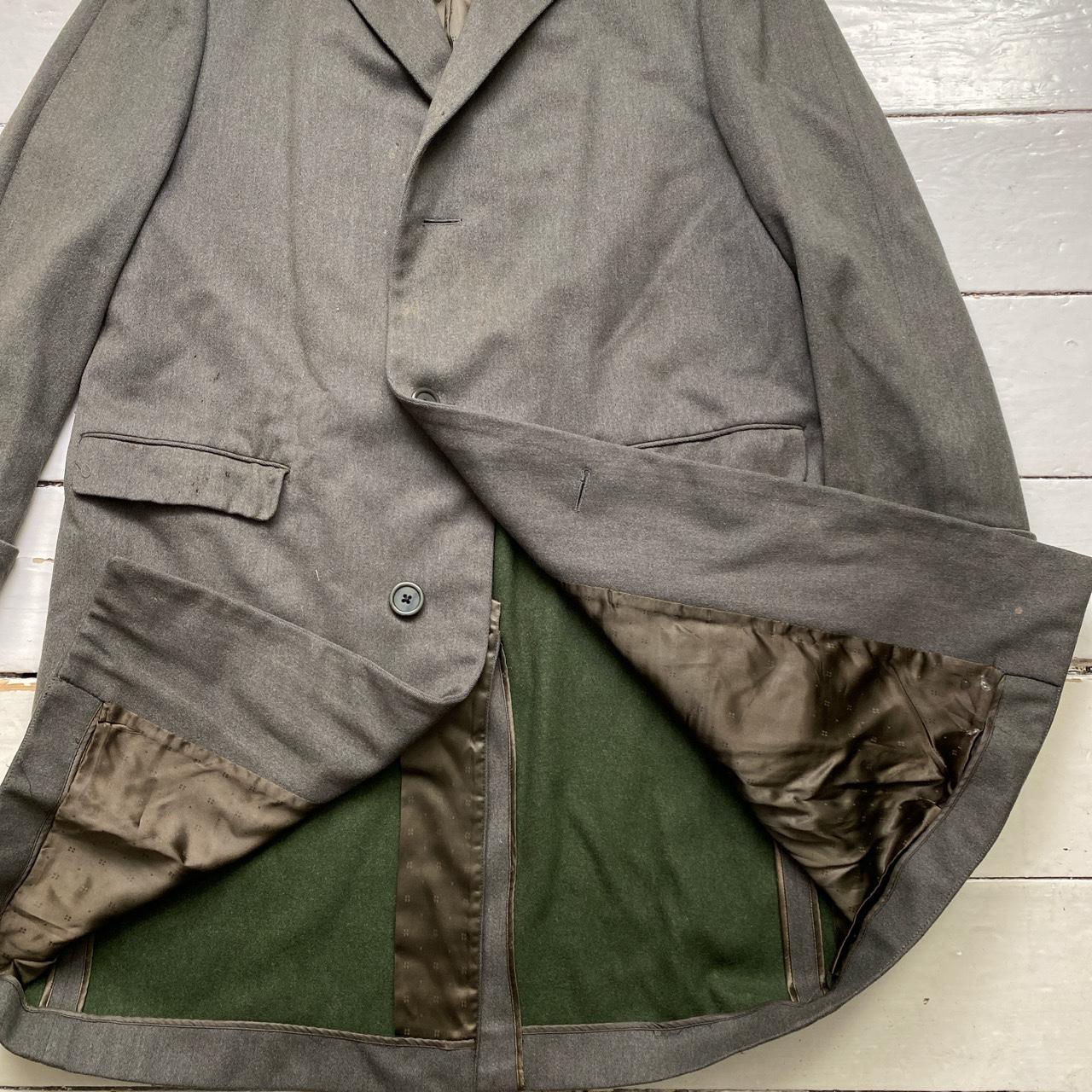 Aquascutum Vintage Green Wool Long Trench Coat