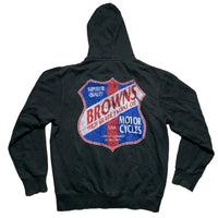 Browns Motorcycles Racing Green Blue and Red Hoodie (L)