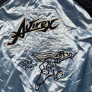 Avirex Satin Baby Blue and Navy Bomber Jacket (L)