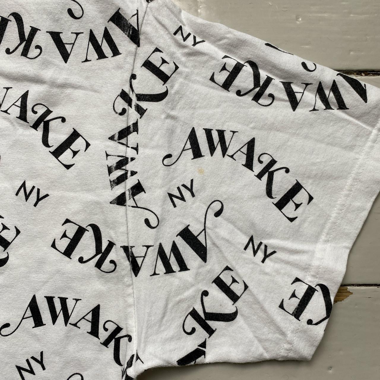 Awake NY Repeat Logo White and Black T Shirt