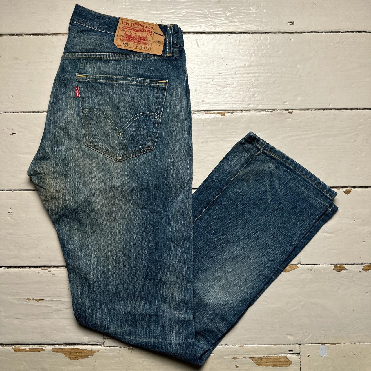 Levis 501 Navy Stonewashed Vintage Baggy Jeans