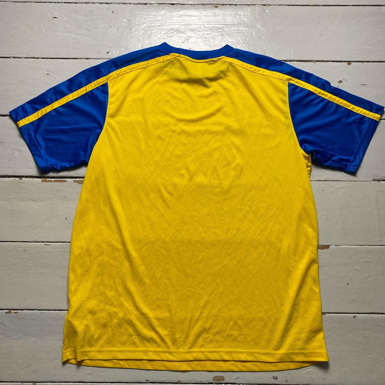 Nike Yellow and Blue Dri Fit Football Jersey T Shirt