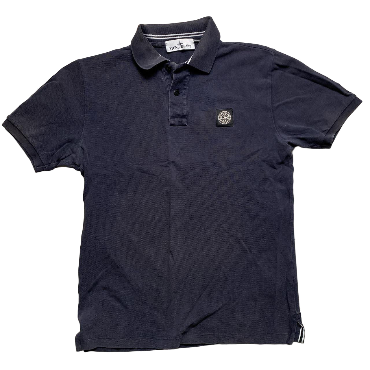 Stone Island Navy and White Polo Shirt (S)