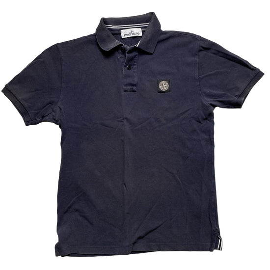 Stone Island Navy and White Polo Shirt (S)