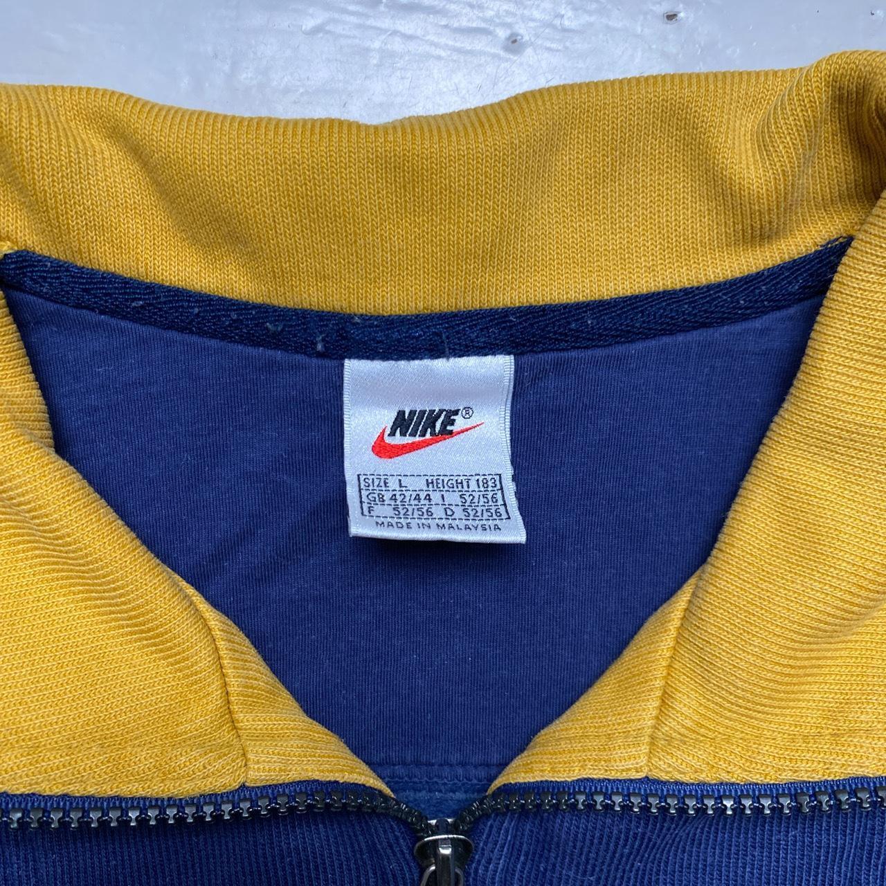 Nike Vintage Swoosh 90’s Navy and Yellow Quarter Zip Jumper