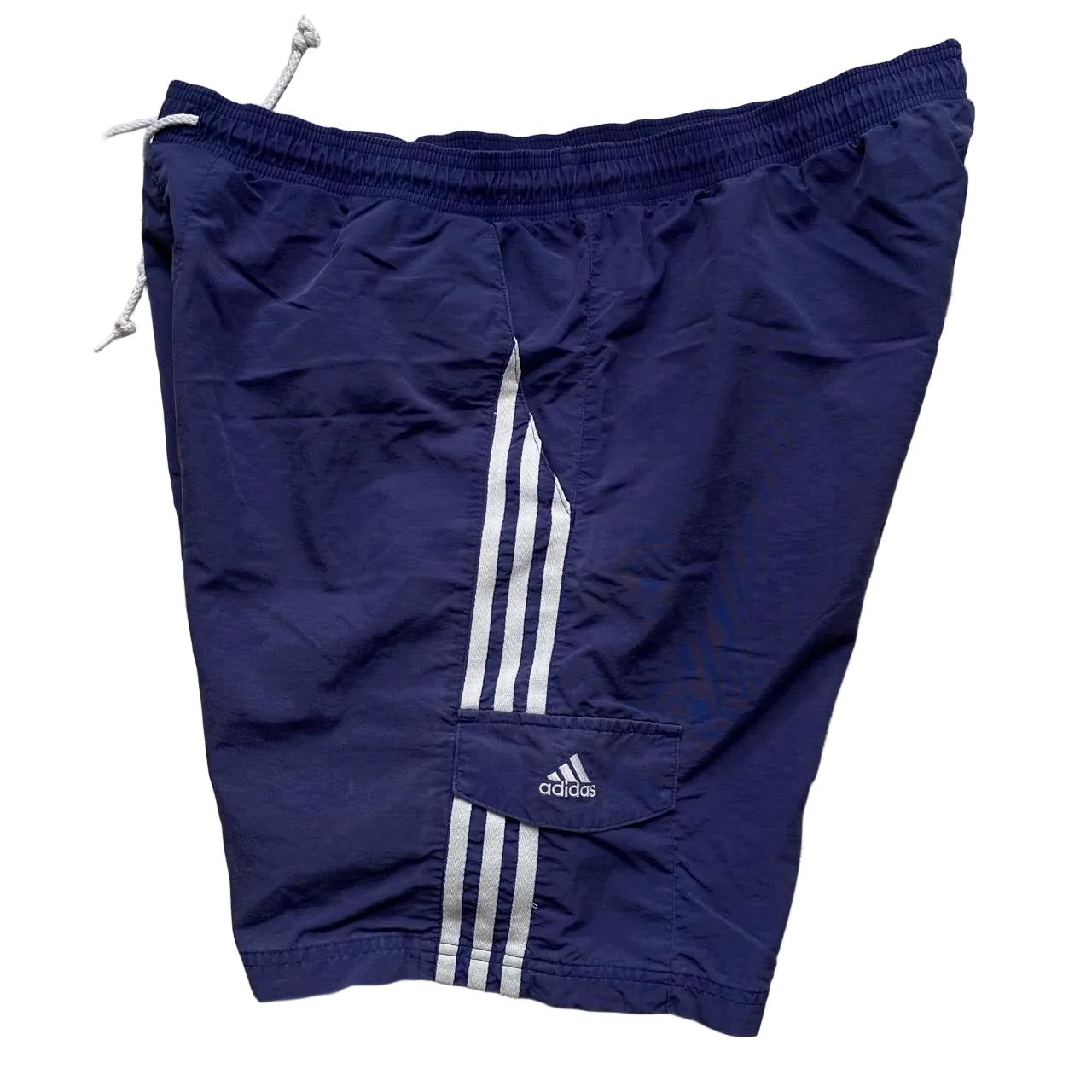 Adidas Vintage Swim Trunk Shorts Navy White Stripes (L)