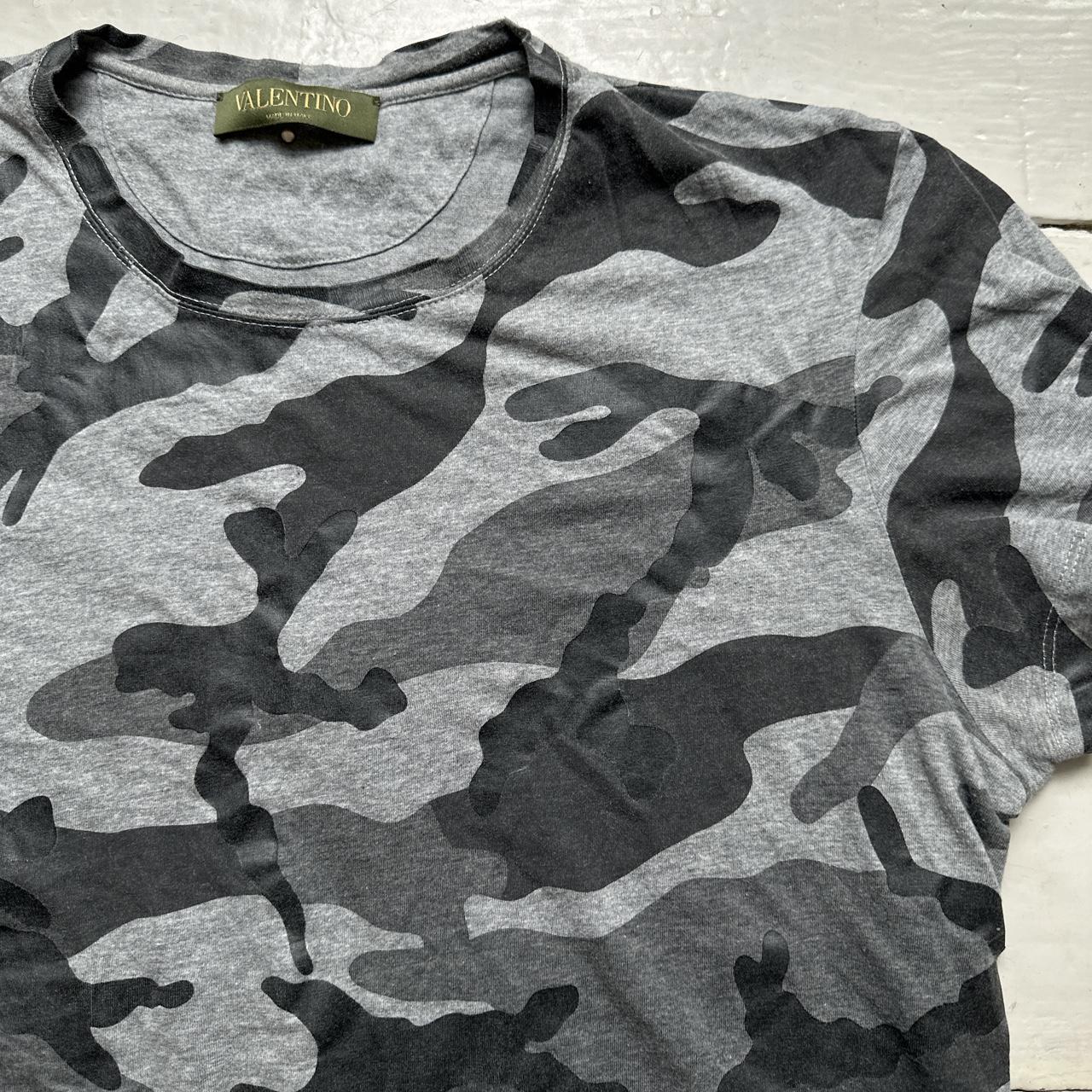 Valentino Grey and Black Camouflage T Shirt