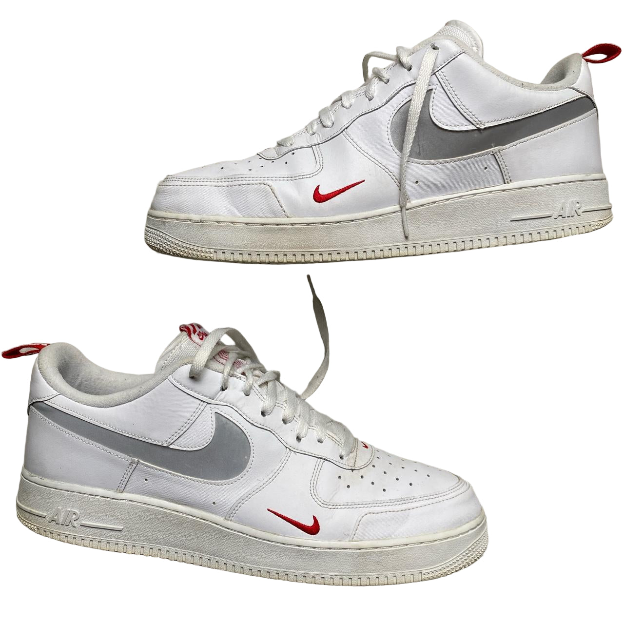 Nike Air Force 1 White and Red Pull Tab (UK 14)