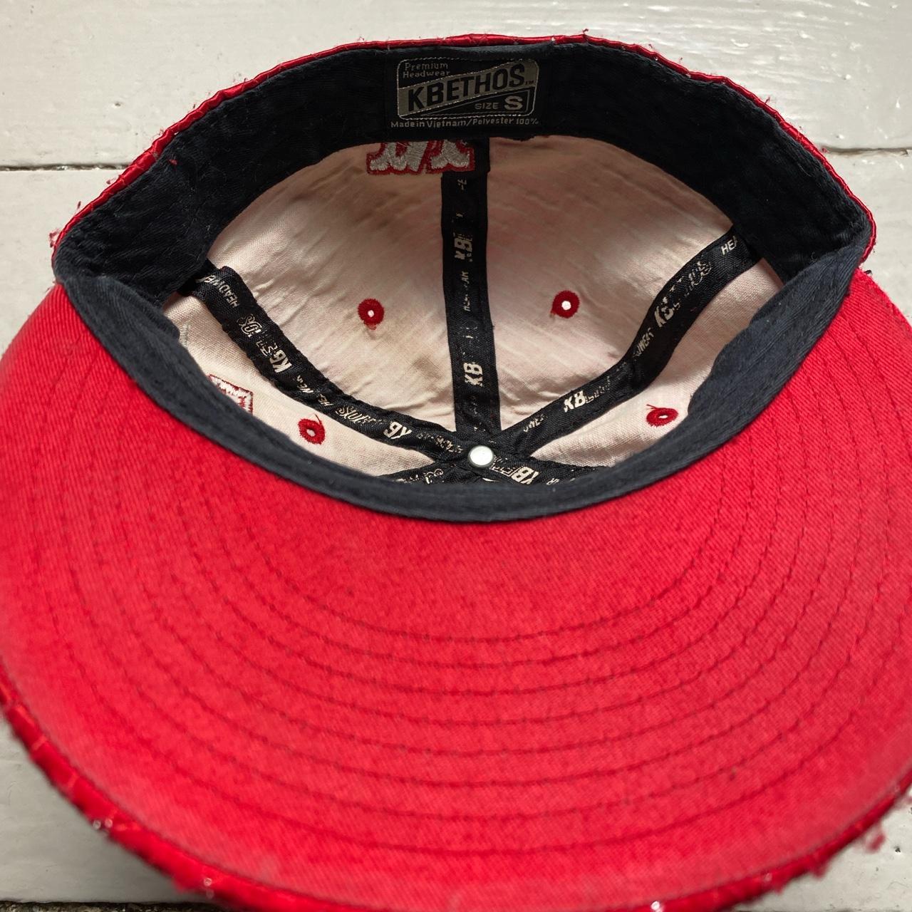 NY New York Fitted Red and Diamante Silver Cap