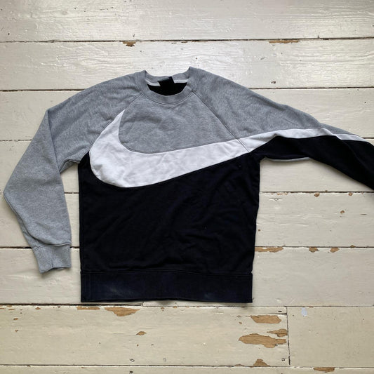 Nike Big Swoosh Black Grey and White Jumper