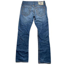 True Religion Straight Baggy Big Yellow and Orange Stitch Blue Jeans (31W)