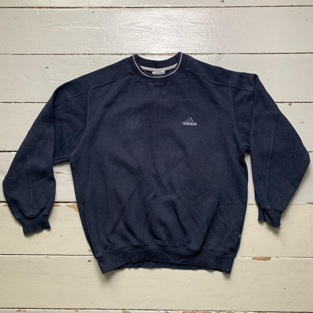 Adidas Vintage Navy and White Jumper