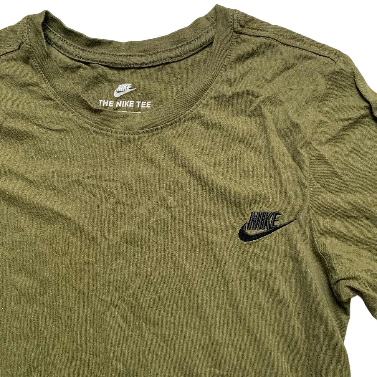 Nike Swoosh Khaki Green and Black T Shirt (XS)