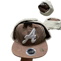 Lot 29 Atlanta Braves A Brown and White Dog Ear Trapper Fitted Cap
