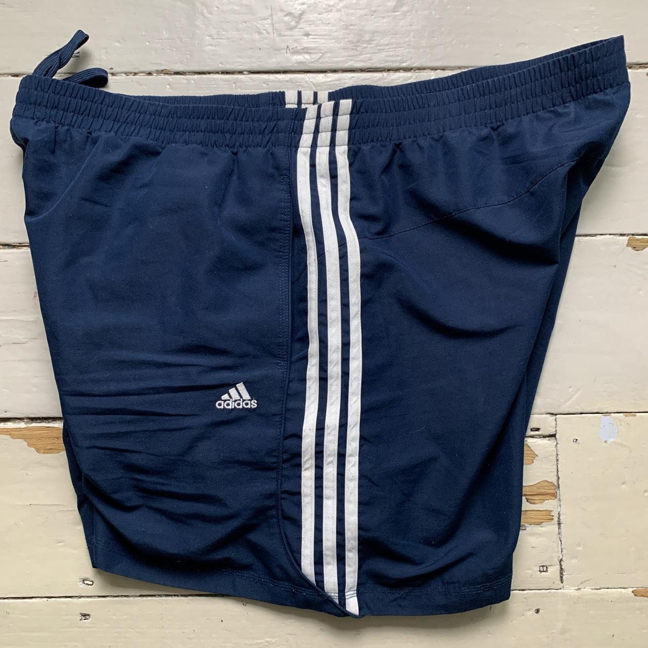 Adidas Performance Essentials Navy and White Strip Shorts