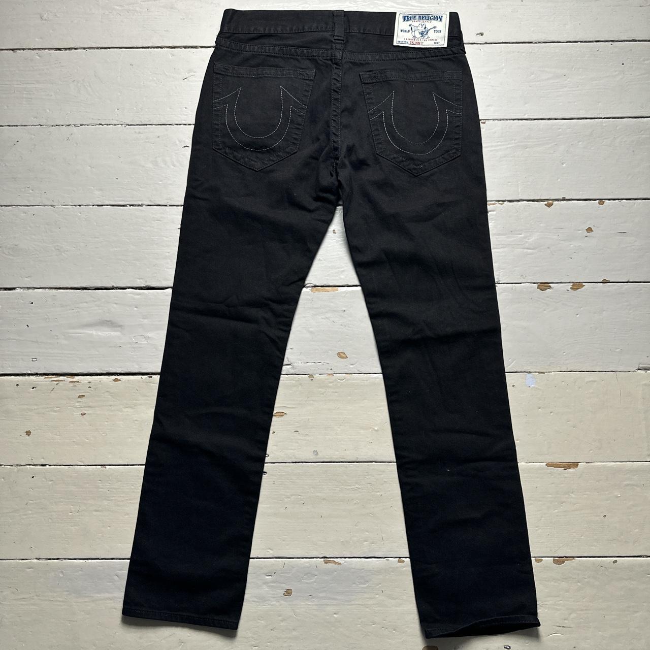 True Religion Black and White/Silver Stitch Jeans