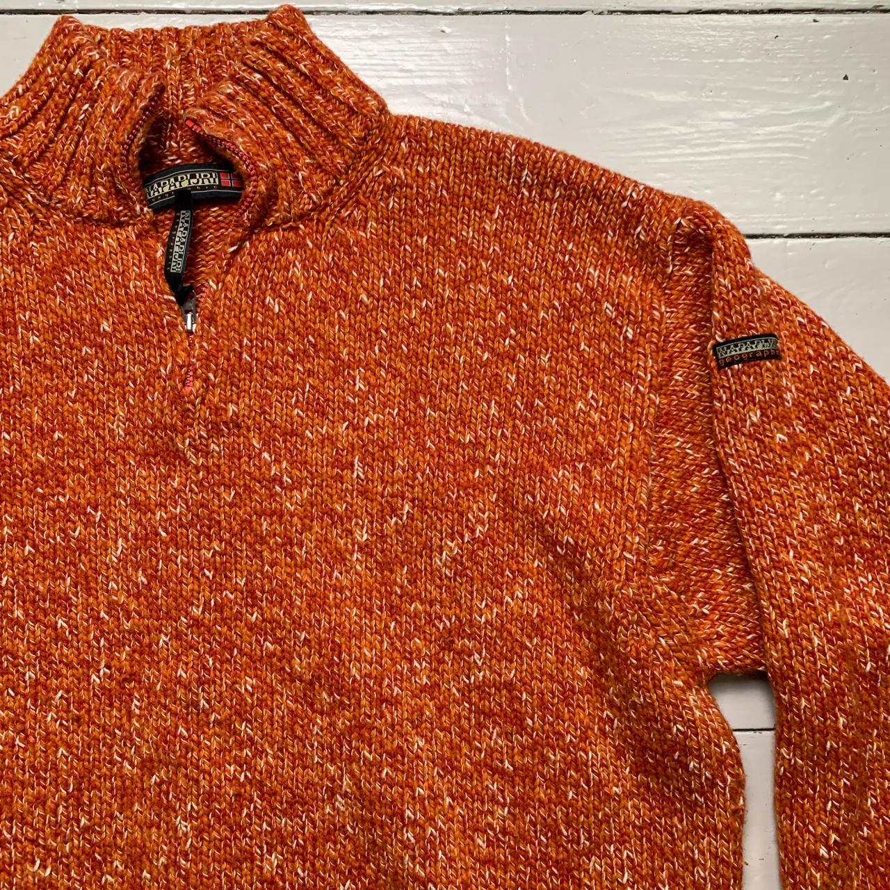 Napapijri Thick Wool Quarter Zip Jumper Orange