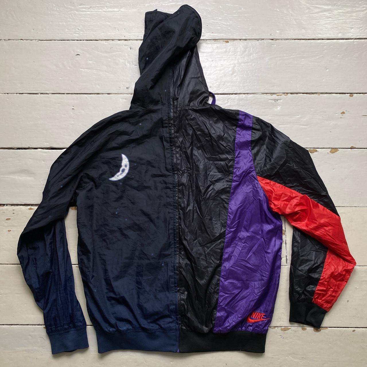 Nike Vintage Moon Split Hooded Shell Windbreaker Jacket Black Red and Purple