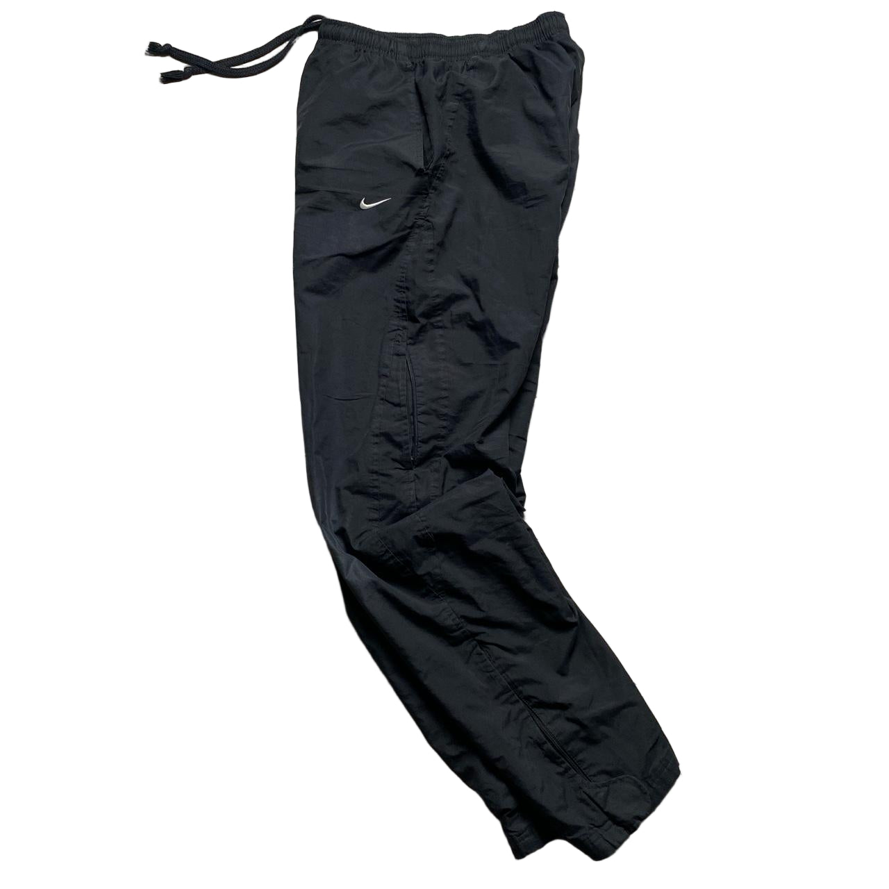 Nike Black and White Swoosh Baggy Trackpant Shell Bottoms (S)