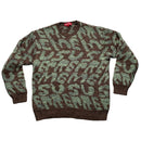 Supreme Stacked Thick Knit All Over Spellout Green and Brown Jumper (S)