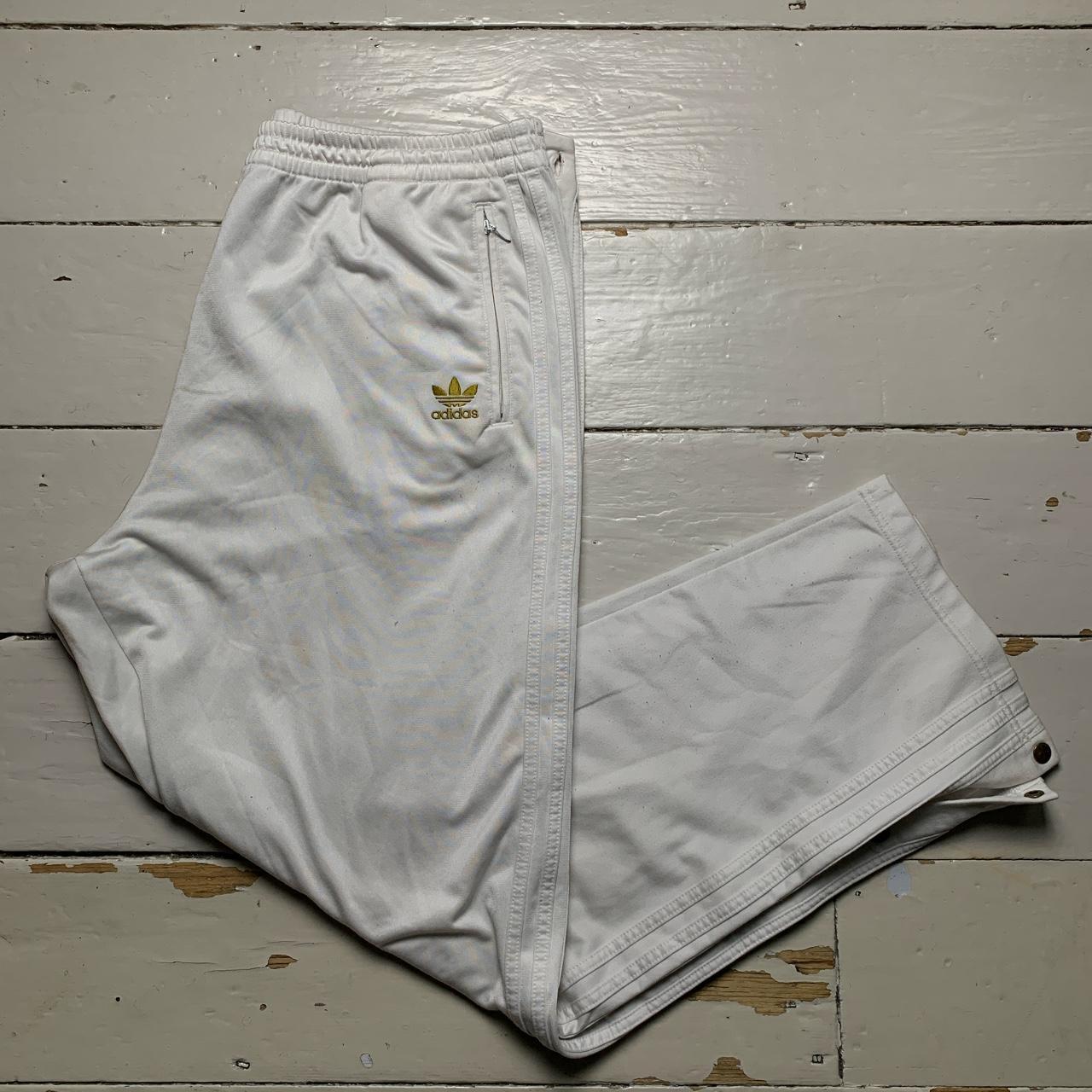 Adidas Originals Vintage Popper Track Pant Bottoms White and Gold