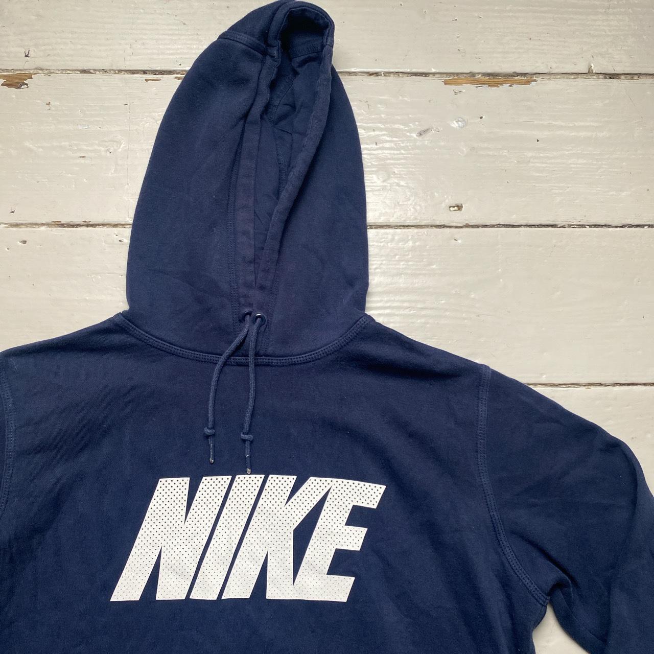 Nike Club Spellout Navy and White Hoodie