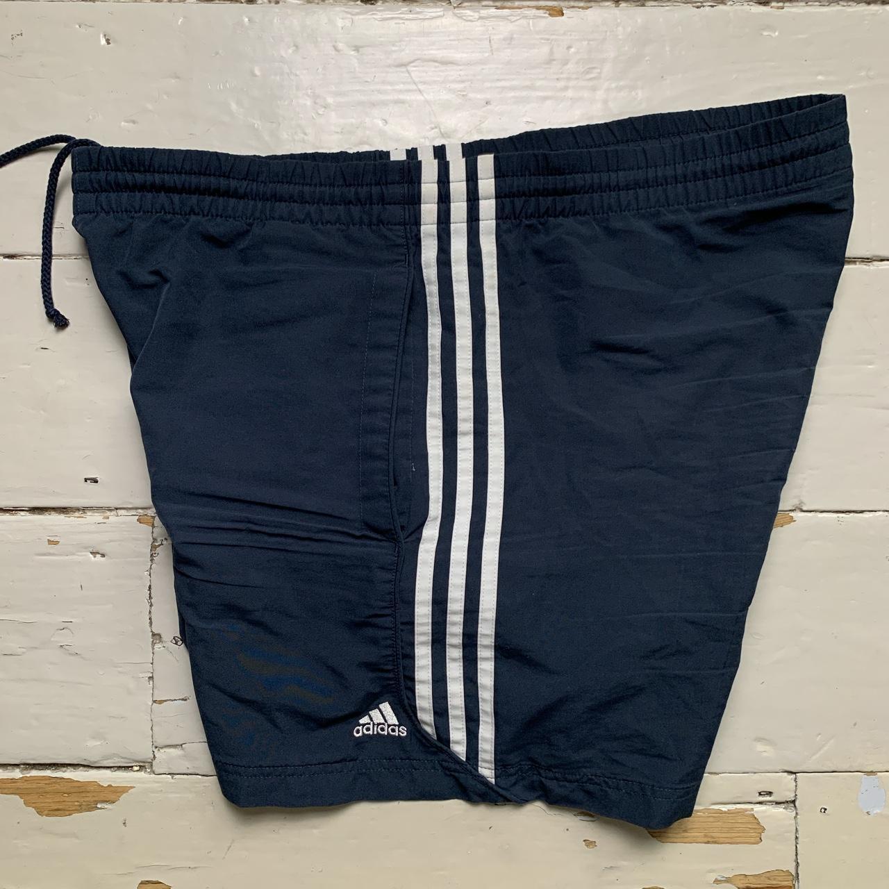 Adidas Vintage Baggy Shell Track Pant Shorts Navy and White