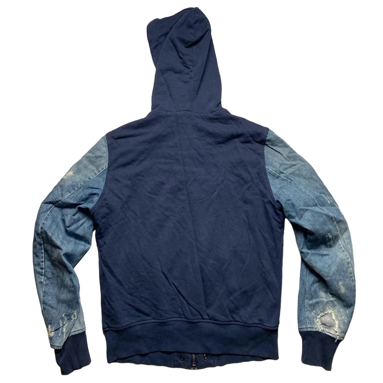 Diesel Half Denim Distressed Hoodie Jacket (M)