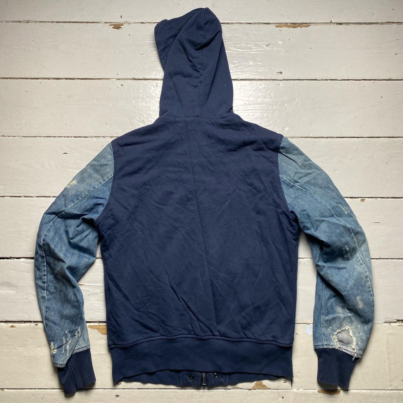 Diesel Half Denim Distressed Hoodie Jacket