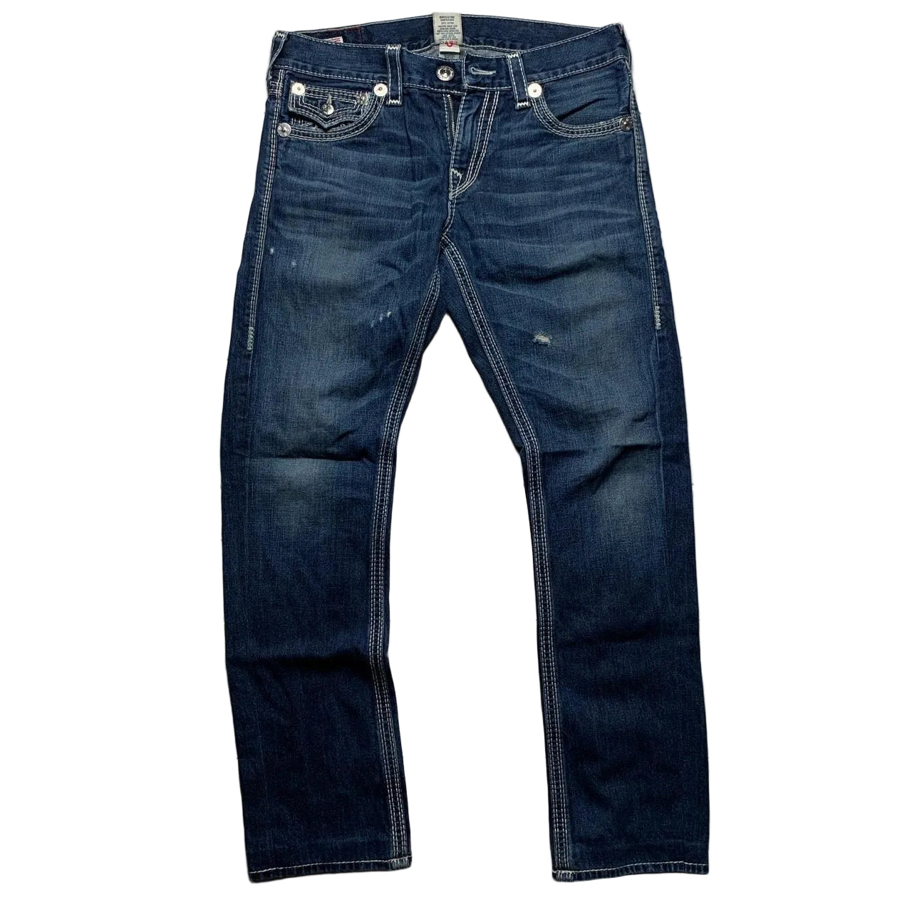 True Religion Ricky Big QT Navy and White Stitch Jeans – Wear Garson