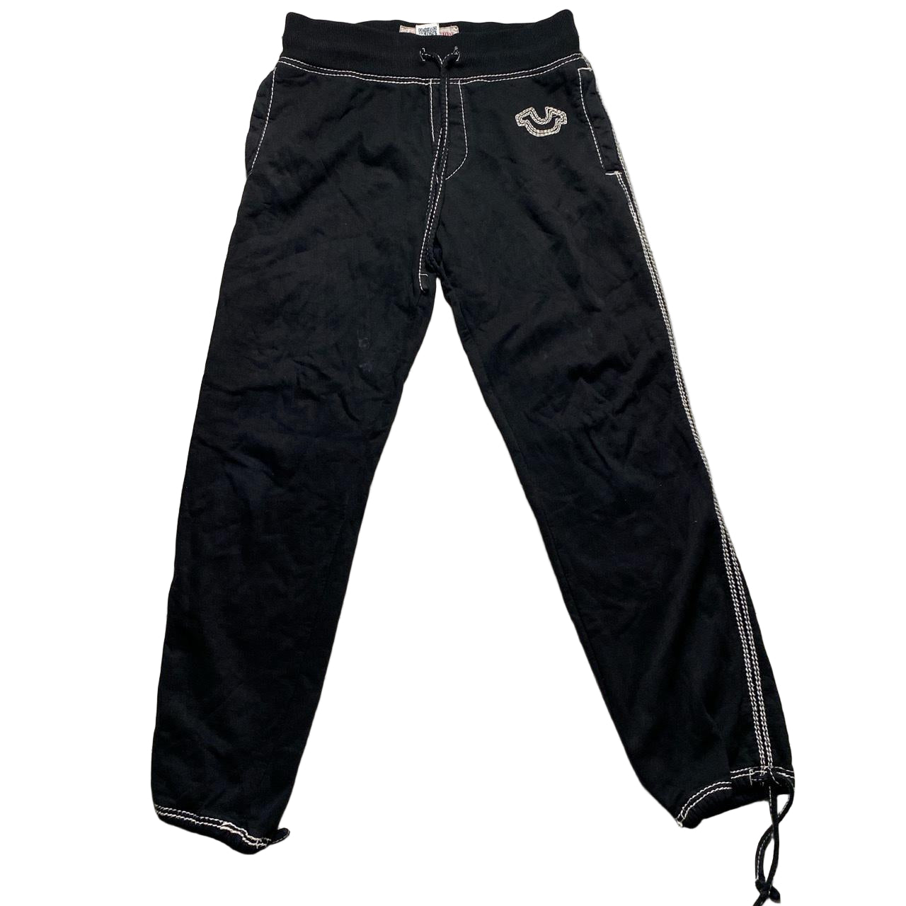 True Religion Black Big White Tri Stitch Baggy Joggers (S)