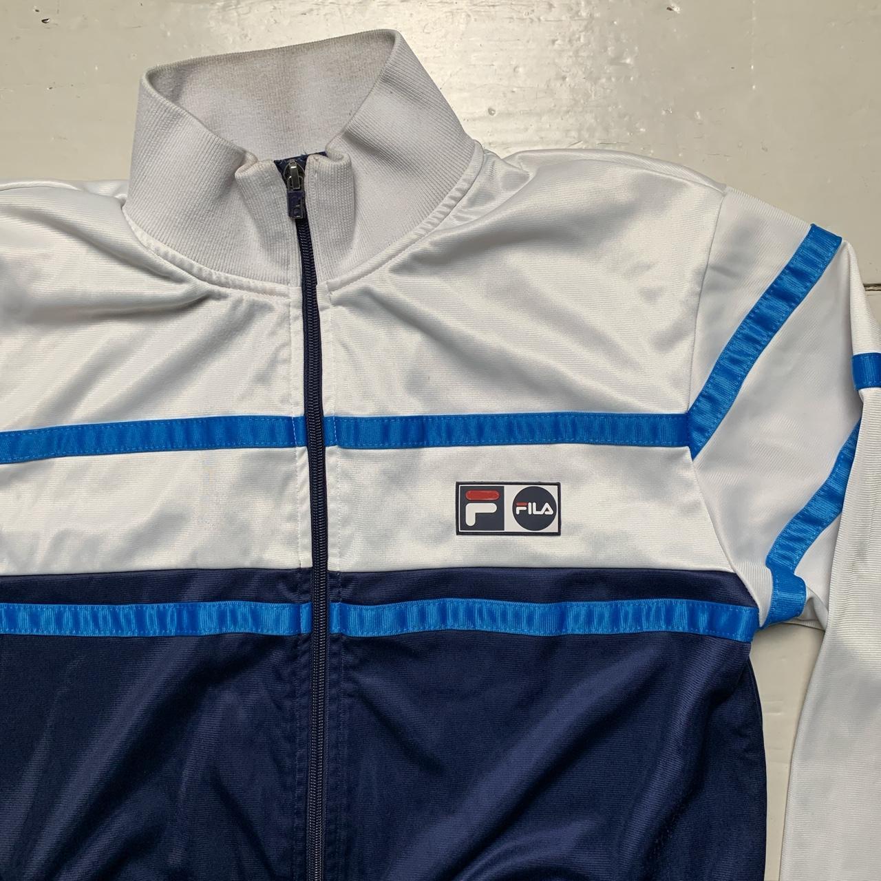 Fila Vintage Tracksuit Jacket Navy Blue and White