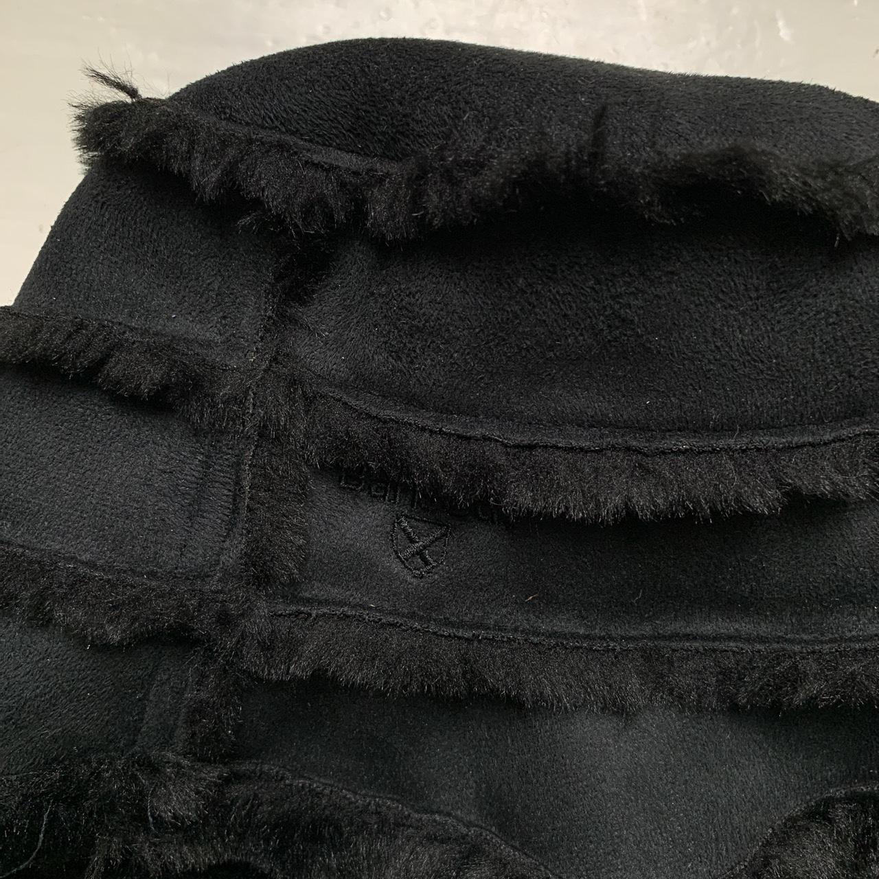 Barbour Black Suede Faux Fur Bucket Hat