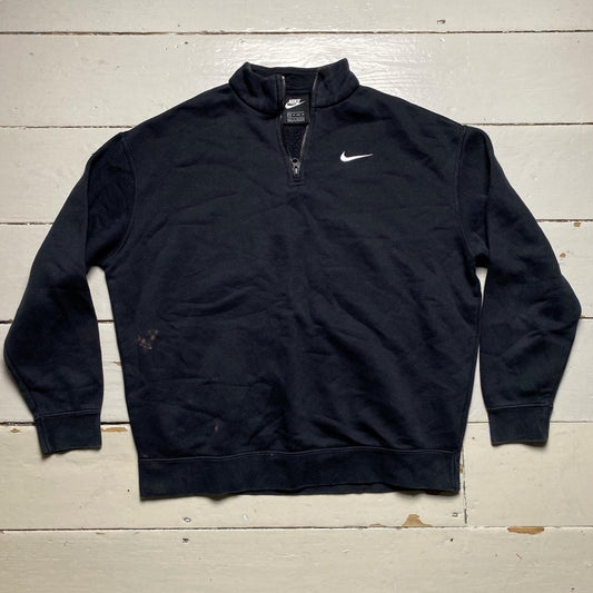 Nike Swoosh Quarter Zip Jumper Black and White