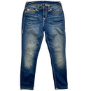 True Religion Halle Womens Blue and Big Yellow Stitch Jeans (27W)