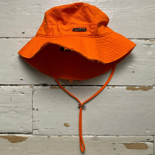 Jacquemus Orange Bucket Hat with String Adjusters