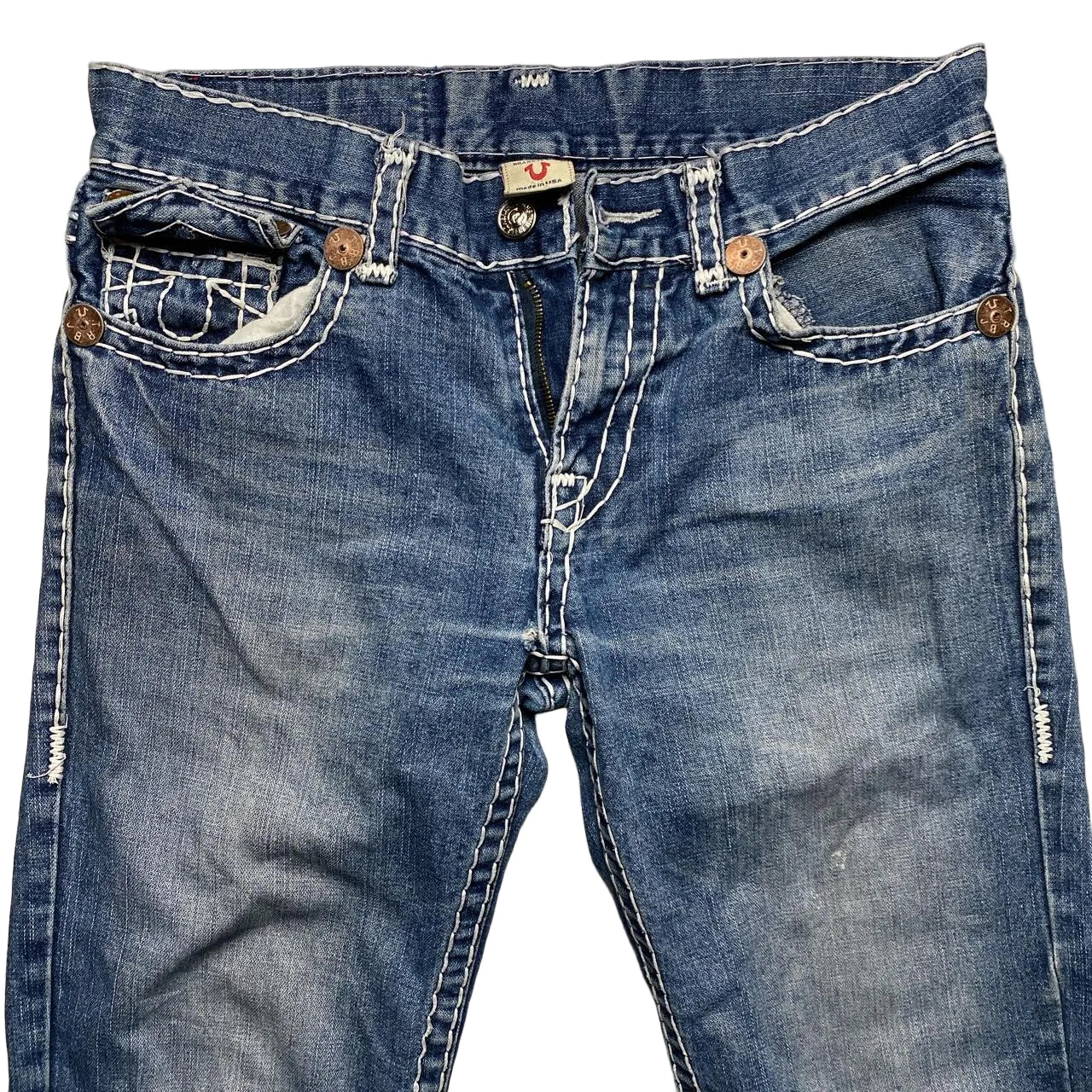 True Religion Big White Stitch Blue Billy Super T Jeans (32W)