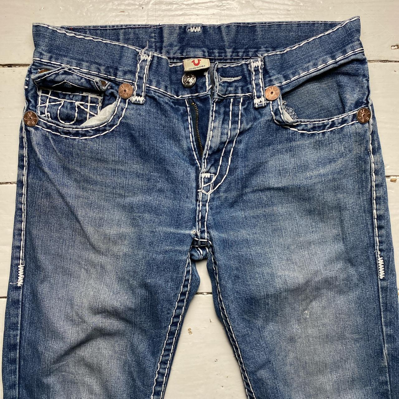 True Religion Big White Stitch Blue Billy Super T Jeans